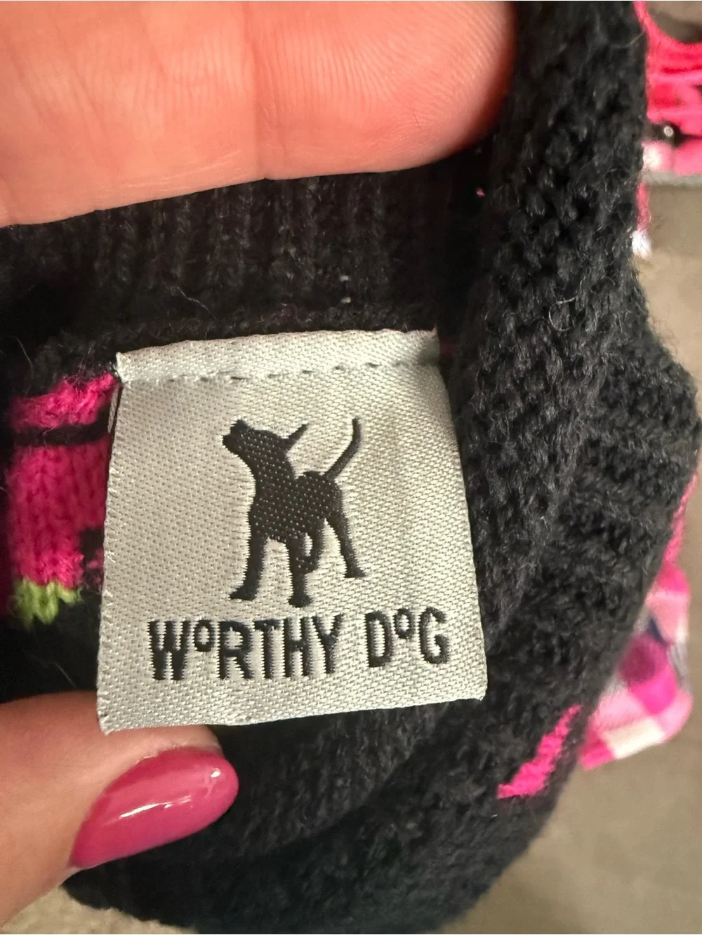 XS Dog Sweater Bundle - Black Worthy Dog Chevron and Pink Patchwork Patterns